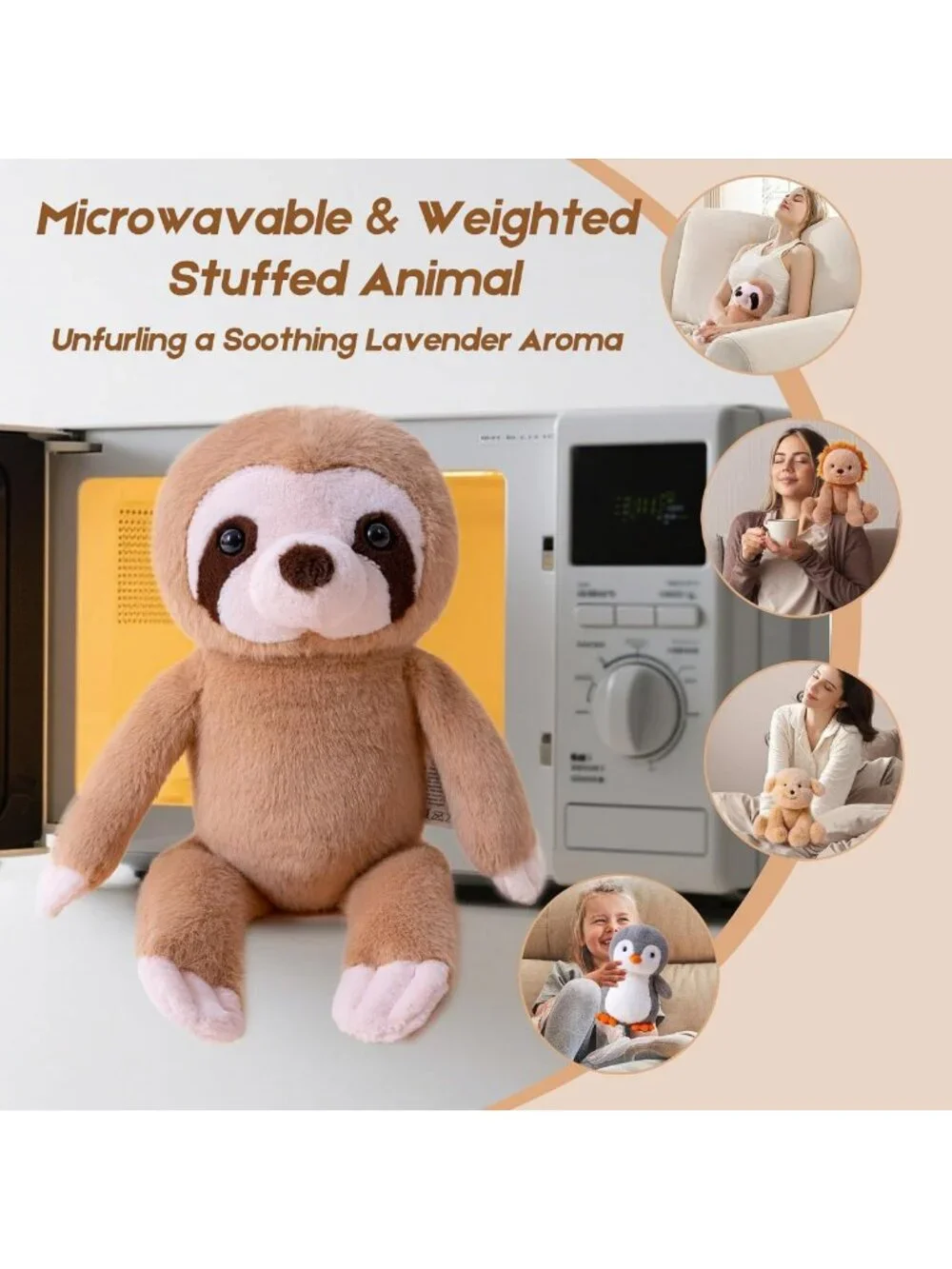 Microwavable Weighted Dog Plush Toy - Heatable Lavender Scented Soft Stuffed